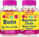 WellYeah Biotin děti + hořčík Citrát děti, Gummies Bundle - Velký přípitek, vitamin dodatek, gluten zdarma, GMO zdarma, Žvýkací žlab