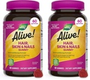 Příroda žije! Vlasy, kůže a nehty Gummies, Advanced Beauty Formule *, s Biotin a kolagen, Jahodová ochucená, 60 Gummies (Balení května Vary) (balení po 2)