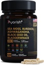 Moss kapslí 30: 1 vysoká síla 6000mg Ekvivalentní per Servings, Black Seed Oil Ashwagandha Ginger Kapsle, Turmeric, Moringa, Bladderwrack, Burdock Root, Manuka Honey, Skořice 120 Počet