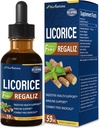 Licorice Root Extract Drops for Digestive Health, Natural Herbal Bloating Relief and Imunity Support Liquid Tincture Supplement with Dandelion, Peppermint, Ginger. extrato de Regaliz. 2oz