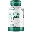 Nutri 5-MTHF L Methylfolát 15MG - 4 měsíční dodávky, 120 Vegan Tablety - Methylovaný doplněk folátu - Cognitive Function, Heart Health, Prenatal Support - 3. strana testována - NSF Certified Facility