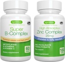 Super B- Complex + Zink Complex Vegan Bundle, Methyled Setrvalá release B Complex + 25mg Chelated Zinc Picolinate & Bisglycinát with Copper, by Igennus
