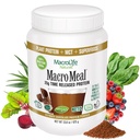 MacroLife Naturals MacroMeal Vegan Chocolate Protein Powder Superfood Green Probiotics + Fiber, Imunitní energie Denní essentials for Women & Men gluten- Free - 23.8oz (15 Servings) Chocolate