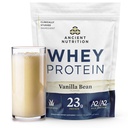 Starověké nutriční trava Fed syrovátkový protein, 23g protein, hydrolyzované kolagen peptidy, organické regenerativní A2 / A2 Mléčný protein (35 Služeb, Vanilla Bean)