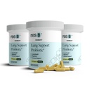 resbiotický reSB Lung Support Probiotický dodatek - Lung Health dodatek pro kuřáky, Gut Health, Imunitní podpora, Respirační péče, svatý bazalka, kurkuma, Klinicky hodnocené - 180 Kapsle (3 láhve)