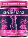 Bold Buns Creatine pro ženy - Booty Builder dodatek s Collagen & BCAA - Podporuje vývoj svalů, Post- cvičení zotavení, pokožka elasticita, zdravé vlasy a nehty 124; Neochucené - 30 Služeb