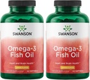 Swanson Omega 3 Rybí olej dodatek Srdeční mozek a společná podpora GMO- Free EFA 180 mg EPA Plus 120 mg DHA 150 Softgel Kapsle Lemon Flavor (2 balení)