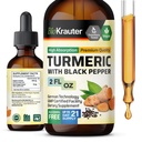 BIO KRAUTER Turmeric Supplement tinktura - 1200 mg kurkumin s černým pepřem Extract - Alkohol a cukr zdarma - Vegan Drops 2 Fl.Oz.