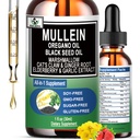 16-in-1 Organic Mullein Drops for Lungs CLAS124; Mullein Leaf Extract w / Oil of Oregano with Black Seed Oil CLAS124; Non-GMO & gluten Free Respirate Health Liquid Drops CLAS124; Mullein Supplementary Clearse for Smokers