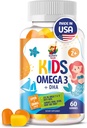 Omega 3 Gumy pro děti a dospělé - 60 Žvýkací gumy - No Fish Oil Vegan Omega 3 6 9 DHA Gummy Dodatek