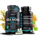 Certified Organic Sea Moss Kapsle 2250mg Wildcrafted Irish Sea Moss Burdock Root Bladderwrack Dodatek Raw Seamoss Pills & Powder (Balení 1 na 180-Caps)