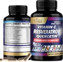 Organic Cadane Resveratrol Dodatek - 12in1 Směs s VIT.C, Quercetin, Berberine, Kurkuma, Zelený čaj & Více - 90 Kapsle 3 měsíce