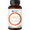 Vitamin World Digest- 13 Multi- Enzyme, 1010mg Digestivní Enzymy Směs s Amylázou, Bromelain, Papain & Lipáza pro potravu a absorpci, Digestivní Enzymy pro floating & Gas, 60 kaplety