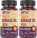 DEVA Vegan Vitamins, Borage Oil 500mg, Source of Omega-6 Fatty Acid GLA (Gamma linolenová kyselina), Cold- Pressed & Unrafinated, 90 Tablet (Balení po 2)
