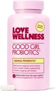 Love Wellness Good Girl Probiotika 124; Ženské Vaginální Zdraví & pH Rovnováha Dodatek 124; 9-Strain Probiotika pro močový trakt, kvasnice, zápach & imunitní podpora 124; Gluten- Free Categ124; 90 CT, 90- denní zásobování