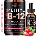 Vitamin B12 kapalné kapky, B12 vitamíny 5000 mcg, vitamin B Komplex doplněk s methylkobalamin B12 sublingvální, vitamin B6, Folát pro energii, mozek, Zdraví srdce, Vegan Strawberry Flavor 2 Fl Oz