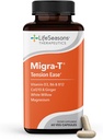LifeSeasons Migra-T s Relieve-R - Migréna Prevention & Relief Supplement - Podpora pro těžké bolesti hlavy - Snižuje citlivost světla a zápachu - Nepatrný počet horeček, bílá Willow, hořčík Ginger & CoQ10