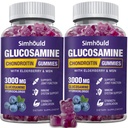 2 Balení Glucosamine Chondroitin Gummies - 3000MG Extra Strength Joint Supplement with MSM & Elderberry, Flexibilita, Antioxidant Imunitní Support Gummy pro dospělé, muže a ženy