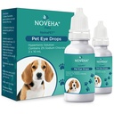 NOVEHA Hydrapet ™ Růžové oční kapky pro psy a kočky 124; Mazání umělých slz s 2% chloridem sodným, zmírňuje syndrom suchého oka rohovky a domácích zvířat, podrážděné zvířecí oči - 10ml (balení po 2)