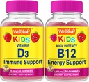 WellYeah Vitamin D3 Děti + Vitamin B12 Děti, Gummies Bundle - Velký Ochutnávka, Vitamin dodatek, Lepek zdarma, GMO zdarma, Žvýkací žlab