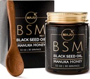 MAJU 's 3-in-1 Black Seed Oil, Manuka Med & Seeds (Traditional Style) BSM No. 1, Sweet & Crunchy Herbal Blend, Nigella Sativa Oil and Seeds, Unpasterised & Raw Monofloral Manuka Honey New Zealand