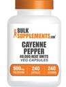 BulkSupplements.com Cayenne Pepper Kapsle - Cayenne Pepper 40000 HU, Capsaicin doplňky, Cayenne Pepper doplňky - Gluten zdarma, 1 kapsle per Serving, 240 Veg Kapsle (Balení po 1)