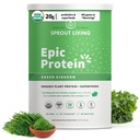 Sprout Living Epic Protein, Plant Based Protein & Superfoods Powder, Green Kingdom IR 124; 20 Grams Organic Protein Powder, Green, Vegan, Non-GMO, Gluten Free, Nízký cukr (2 litry, 24 Serving)