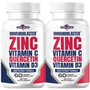 (2 Pack) ImmunoBlaster Zinek Quercetin 500 mg s vitaminem D a C Antioxidant imunitní podpora vysoká potence Quercetin Zinek dodatek pro muže a ženy - gluten, Soy, & Dairy Free - 120 Počet (Twin Pack)