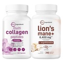 Mikro ingredience Multi kolagen komplex pro ženy a lvy Mane doplněk 240 Veggie Kapsle Bundle 2 balení 124; Grass- Fed kolagen Peptides 124; Superfood Houbové antioxidanty s L- Ergothionein