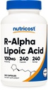 Nutricost R- Alpha Lipoic Acid 100mg, 240 Kapsle - Veggie Caps, Vegan, Non- GMO, gluten zdarma