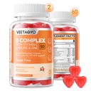 B Complex 50 Gummies, Methyled B Complex with Vitamin C, Choline & Zinek - Active Methylovaný B- Complex for Energy, Methyled Support - All B Vitamíny - B1, B2, B3, B5, B6, B7, B9, B12 - Cukr zdarma, 120 Počet