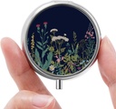 Mini Pill Box, malé Pill Box, roztomilý Pill Organizátor pro vitamíny, léky, rybí olej a doplňky (Černé květy)