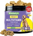 15 z 1 Dog Multivitamin Dodatek - Pes Vitamíny pro imunitní systém, Digestion, Hip & Joint, Kůže & Coat - s esenciální vitamíny, Glucosamine & Chondroitin - Kuřecí Flavor, 120 Žvýkačky