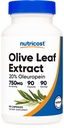 Nutricost Olive Leaf Extract (20% Oleuropein) 750 MG, 90 Kapsle - Non- GMO, gluten zdarma