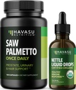 HAVASU NUTRITION Stening Nettle Leaf Extract Liquid Drops (60 Doručování) & Saw Palmetto Kapsle (100 Doručování)
