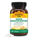 Country Life Chewable Papaya Enzymes for Digestion Support - Natural Ananas & Papaya Flavor, Asists with Nutrient Absorption, Obsahuje Papain & Protie - 200 Ct