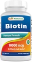 Nejlepší Naturals Biotin (také nazývaný vitamin B7), 10 000 mcg 365 tablet (365 Počet (balení po 1))