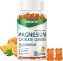 Glycinát hořečnatý Gummies 1000mg - Doplněk hořčíku bez cukru s vitaminem D, B6, CoQ10 pro klidnou náladu a spánkovou podporu - 60 Orange Gummies