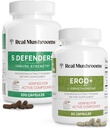 Skutečné houby Ergothioneine (60ct) a 5 obránců (200ct) Bundle - s krůtí ocas, Shiitake, Reishi, Chaga, Maitake, Oyster - přírodní dlouhověkost a imunitní síla - Vegan, gluten zdarma, Non- GMO
