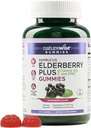 NatureWise Sambucus Elderberry Gummies - Doplněk imunitní podpory pro děti ve věku 4 + a dospělé s vitaminem C, D3, zinek - bezinky Ekvivalentní k 3520mg - Vegan, Non- GMO - 60 Počet [30-denní zásobování]