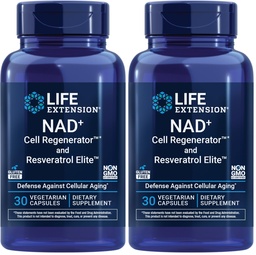 Life Extension NAD + Buněčný regenerátor a resveratrol Elite, NIAGEN nikotinamid ribosid, Transresveratrol, quercetin, Fisetin, pro dlouhověkost, energetiku a oxidační stres, 30 Vegetariánská kapslí