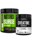 Jacked Factory NITROSURGE Pre- Workout Dodatek - Intenzivní čerpadla (30 Servings, Meloun) & Creatin Monohydrát prášek pro růst svalů (30 Servings, Neochucené)