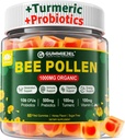 Stravovací zdraví a hmotnost Bee Pollen Organic 1000mg, w / Probiotika, Prebiotika & Turmeric, Bee Pollen Gummies bohaté na B- Vitamin, Antioxidanty, Amino kyseliny, pro stravovací, Váha a energie
