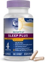 NEURIVA Sleep Plus s 4- in-1 výhodami - Klinicky testované Ashwagandha, L-Theanine & Melatonin - Snížit stres, pád spánku rychleji, Zlepšit kvalitu spánku, probuzení *, 58ct Kapsle
