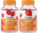 Živý biotin + zinek 50 mg, Gummies Bundle - Velký příchuť, doplněk vitamínu, gluten zdarma, GMO zdarma, Žvýkací