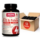Jarrow Displaas Ultra Strength Methyl B-12 5000 mcg & Methyl Folate 800 mcg + P-5-P, dodatek pro metabolismus a kardiovaskulární podporu, 60 žvýkací tablety, 60 denní zásoba, 12 balení