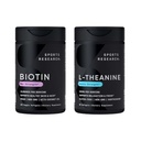 Sportovní výzkum Vegan Biotin 10,000mcg s Coconut Oil Max Síla Vitamin B7 120 Softgels (4 Měsíční dodávky) a Double Strength L- Theanine dodatek pro zaměření, relaxaci a bdělost 200mg 60 Počet