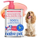 Native Pet losos olej pro psy a kočky - čistý Omega-3 Rybí olej pro psy doplněk pro kůži & Coat, Joint & Heart Health - Dog Anti- Zánětlivý - 100% Wild-Caught Alaskan Sockeye Salmon - 8 oz