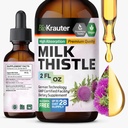 BIO KRAUTER Milk Thistle Liquid Drops - Milk Thistle Silymarin Játra Support Supplementary - Alkohol & cukr zdarma tinktura pro vyčištění jater Detox - 2 Fl. Oz.