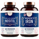 Inositol a dámské železné tablety Fertility a těhotenská podpora Bundle od Windsor Botanicals